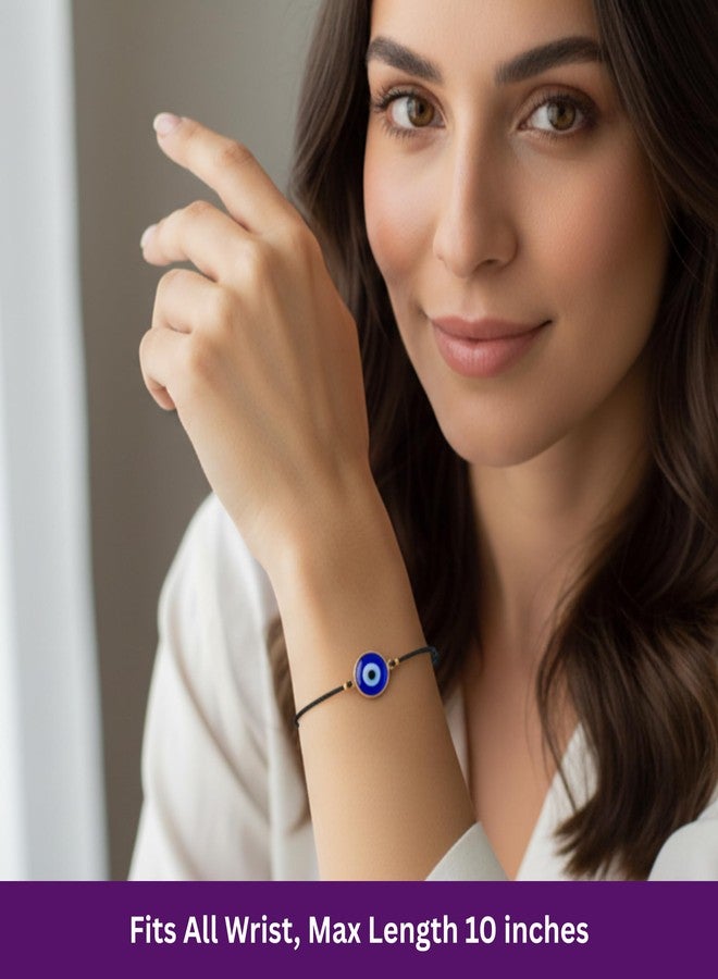 BCS Evil Eye Bracelets Adjustable Black String Amulet for Women Men Authentic Turkish Handmade Glass Bead Good Luck Protection Charm One Size Fits All - Navy Blue (2 Pieces) - Image 3